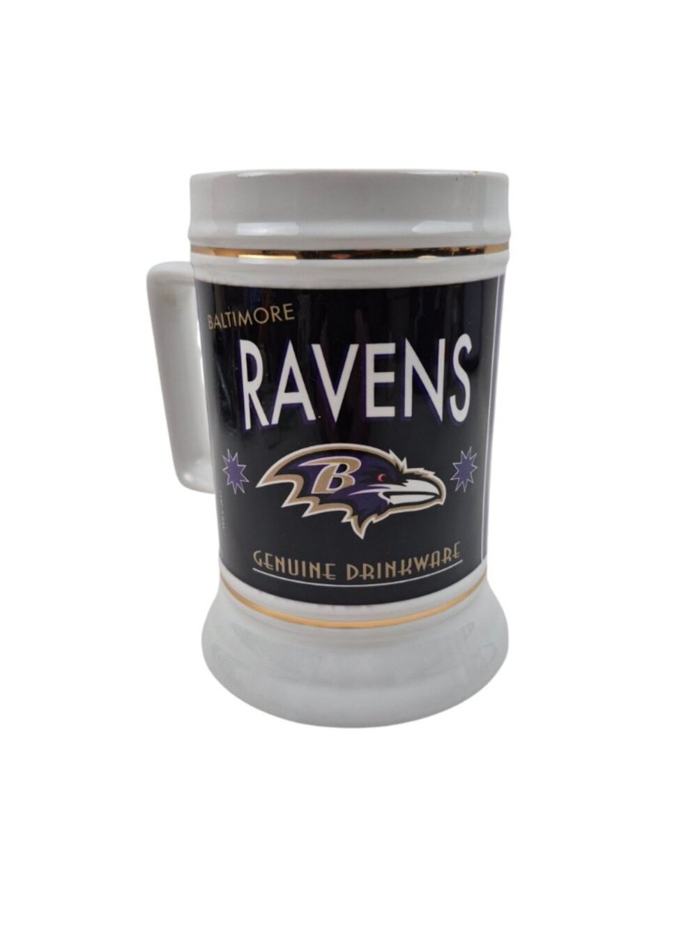 Baltimore Ravens Stein Ceramic Genuine Drinkware NFL White Gold Trim 24 oz Mug - Picture 10 of 10